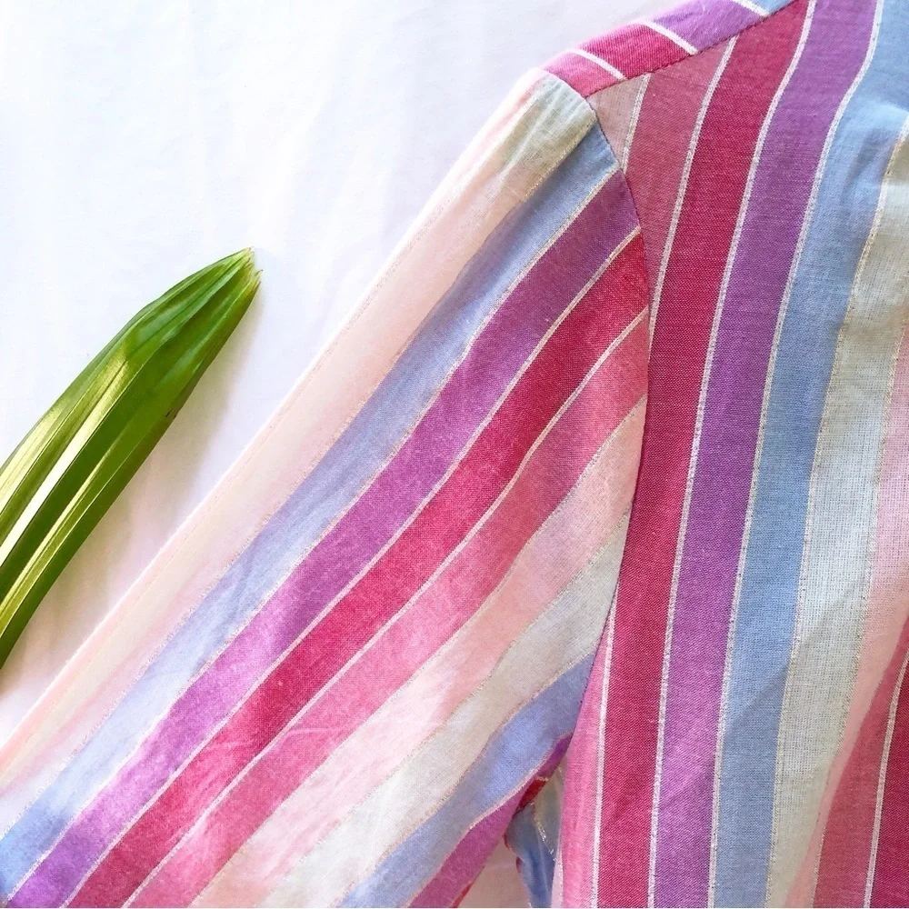 J.CREW | NWT PASTEL STRIPED VEDA BELTED DRESS LARGE BLOGGER INFLUENCER FAVORITE